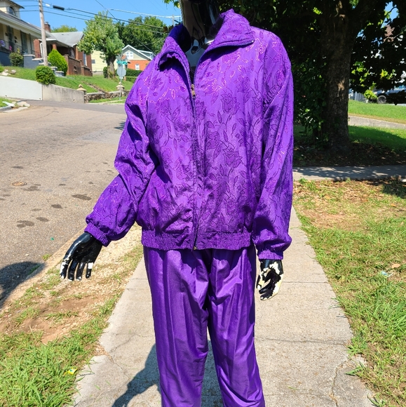 SOLD Vintage Out Brook Purple Windbreaker Track Suit - Picture 5 of 10